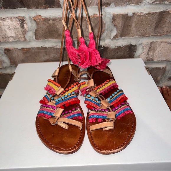 Colorful Wrap-around Strap Sandals - Picture 5 of 11
